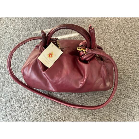 Vintage nos Made in Tuscany red leather UNIQUE purse bag - Picture 13 of 16